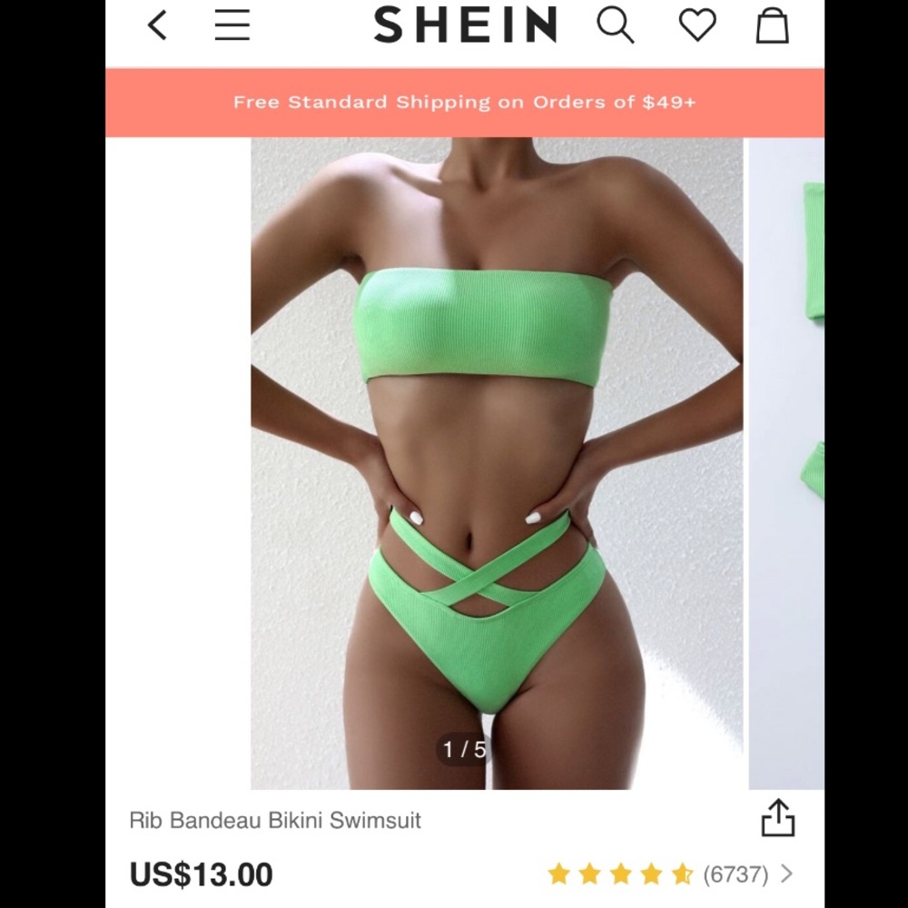 SHEIN Rib Bandeau Bikini Swimsuit